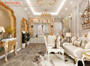 Vẻ đẹp sang trọng của phòng chờ trong thiết kế spa Andy Beauty