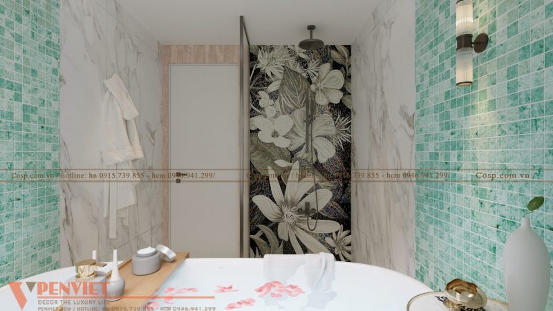 Không gian phòng tắm trắng spa H+ Beauty